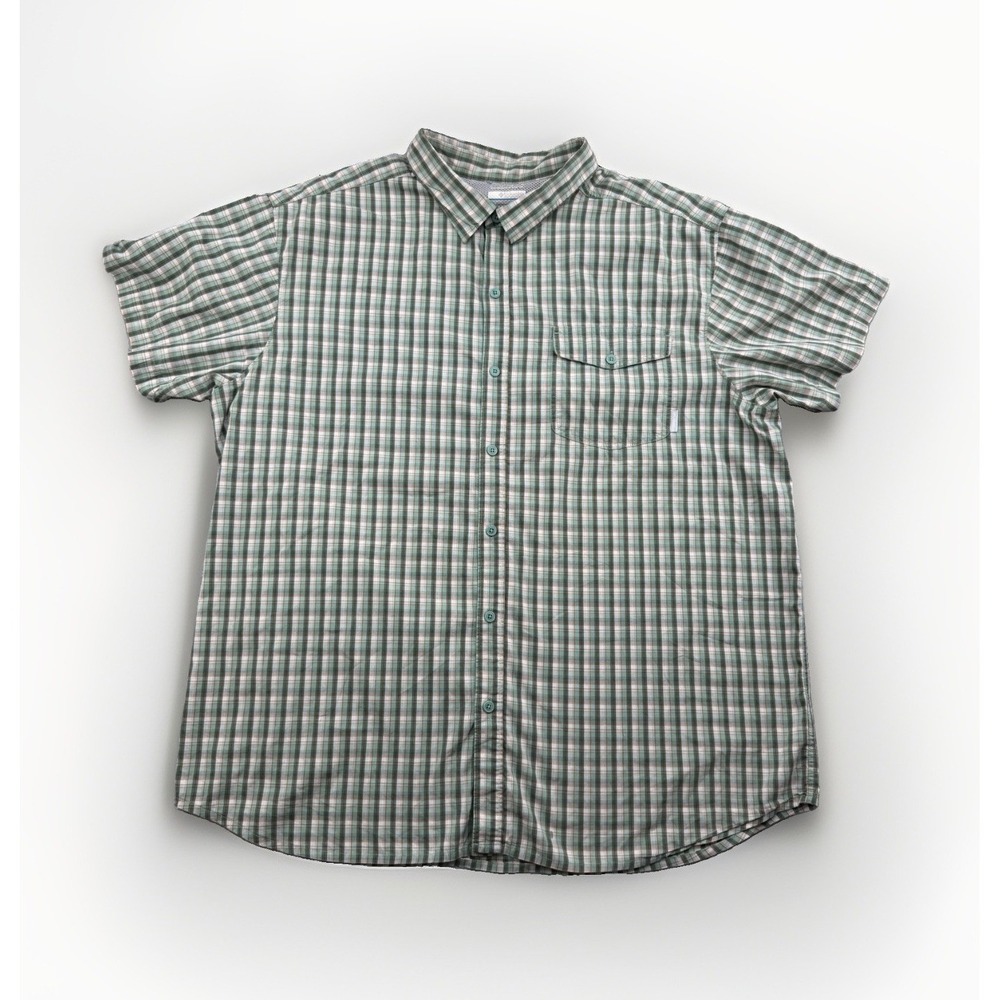 Columbia Mens 3XL Tall Moisture Wicking Button Up Shirt Plaid Fishing Hiking